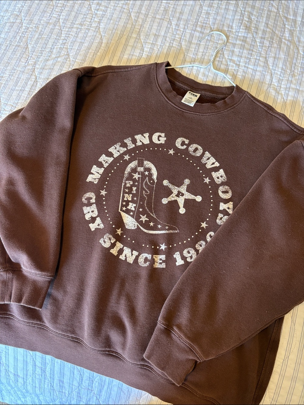 Brown Graphic Crewneck Sweatshirt - Pink